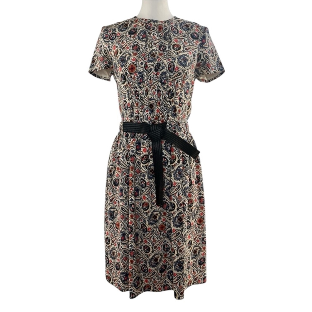 Louis Vuitton Navy Blue, Red, and Cream Floral Dress Size 36